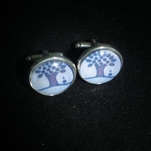 Tree of Life cufflinks , Gold or Silver plated, matching tie clip available, presentation box, gift wrapped, free shipping Ref
