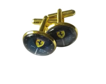 Abotoaduras de velocímetro de supercarro amarelo e preto, disponíveis em prata ou banhadas a ouro. Lindo presente, frete grátis, caixa de presente Ref 3595