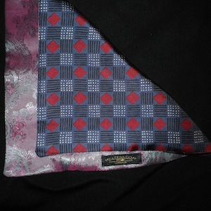 Reversible silk pocket square, approximately 10&quot; square ( 25cm), can be used 4 ways, gift wrapped, terrific special occasion present.