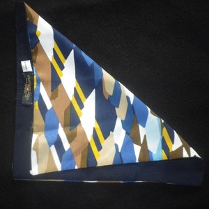 Reversible two sided silk pocket square, vibrant abstract design with deep rich peachskin navy, gift wrapped,lovely special occasion present