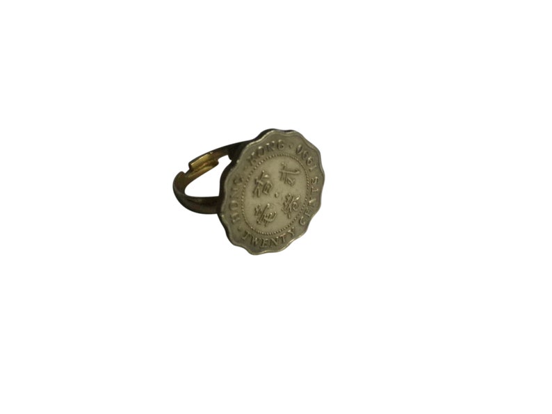 lovely 20th anniversary or birthday present. Hong Kong 20 cent gold plated adjustable ring