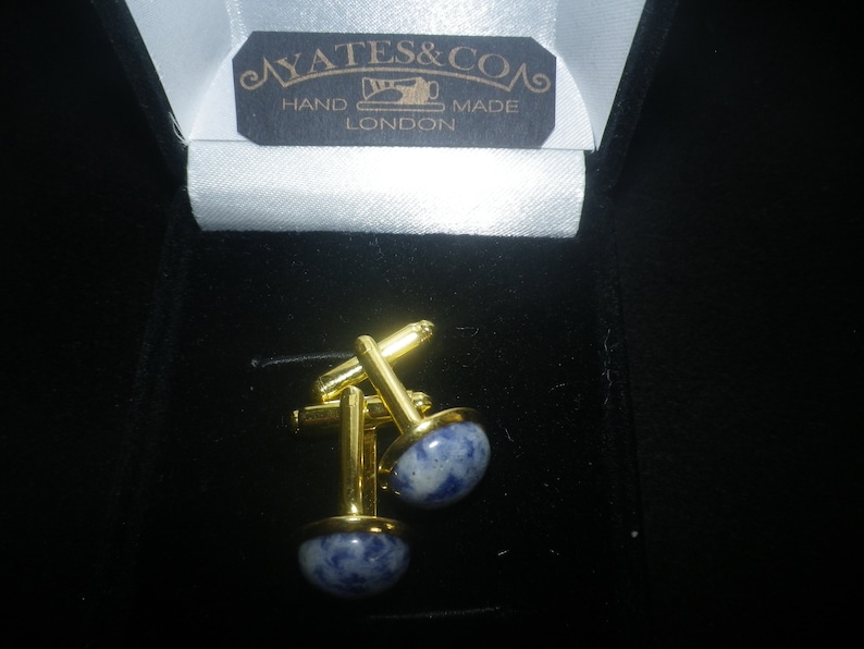 .5 lovely elegant special occasion gift. Amethyst pure gemstone cufflinks beautiful blue grey combination gold plated shank 12mm