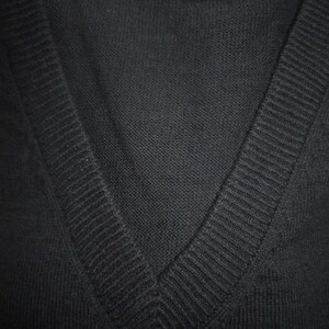 Classic navy V neck mens sweater, year round wardrobe staple, wool/ acrylic, washable, free shipping, ribbed cuff, Tom Sayers label B39 image 2