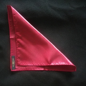 Satin weave hand rolled plain pocket square, choice of 7 colours, complements a wide range of outfits, gift wrapped, lovely special present