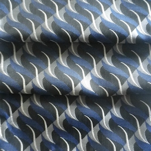 Abstract silver on navy vintage English silk, teamed with navy paisley jacquard, luxury mens scarf. Loop tassles, hand made in England