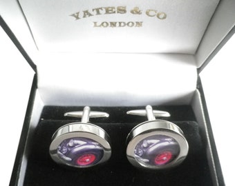 1955 Triumph TR2 cufflinks, graphite, red wheels, fast, fun, robust British sports 50s roadster super present, gift wrapped, 15mm/5mm