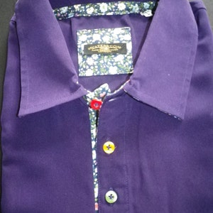 Purple  peachskin half sleeve luxury polo,   , coloured buttons, supersoft hand made in England. size M, free shipping