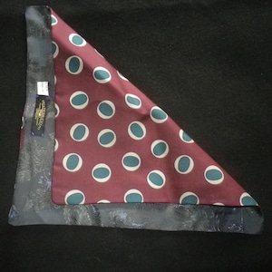 Reversible silk pocket square, classic maroon oval design  with soft saxe blue paisley, lovely combination, gift wrapped, great present.