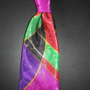 Multicoloured Art Deco design , soft handle,  silk screen print necktie, free shipping,