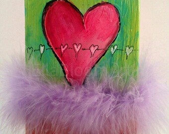 6 x 4 inch, Heart picture, small picture, fluffy heart, fluffy picture, girls picture, small heart, fluffy art, girls art, heart art, art