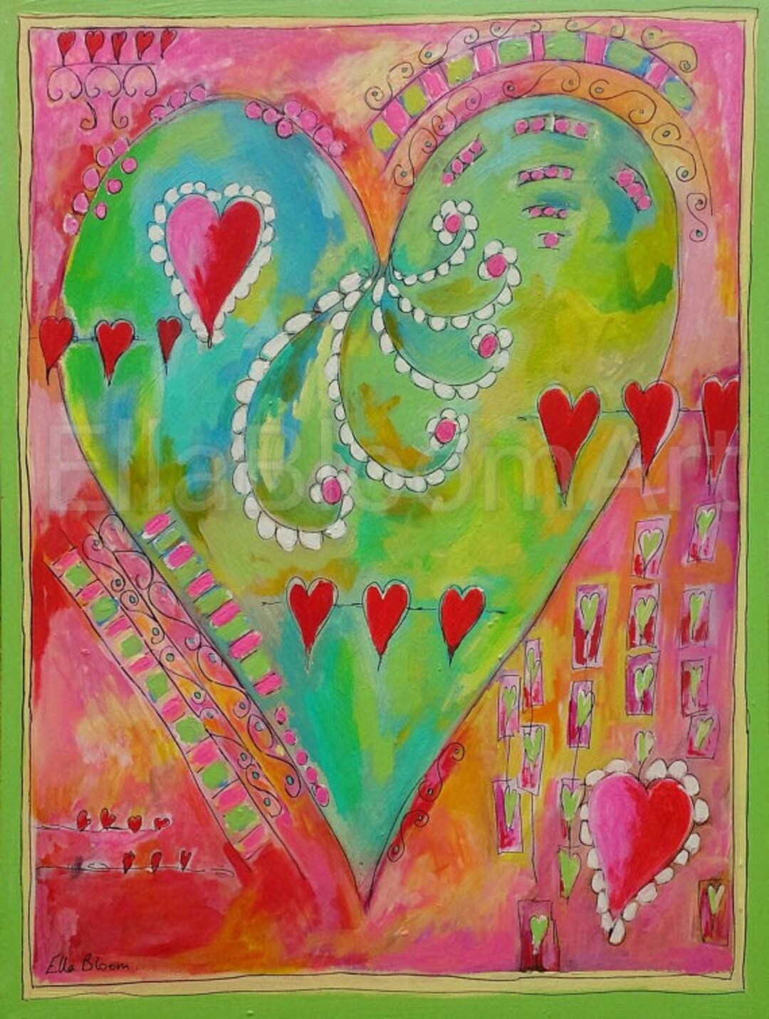 40 X 30 Inch Heart Art Patterned Heart Wall Art Heart Etsy UK