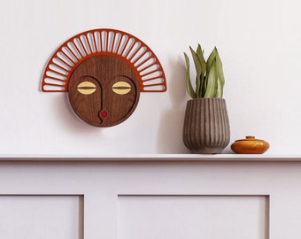 Mini Wood Mask, Living Room Wall Decor, Pop Art, Wood Wall Hanging, Modern Wall Decor, Kids Wall Art, Urban Art, 3D Wall Art, African Mask