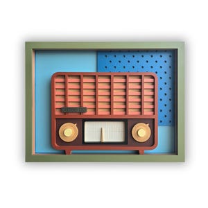 Vintage Radio Wall Art - Retro Handmade Wooden Decor, Classic Radio Art, Nostalgic Home Decor, Unique Gift for Office or Living Room