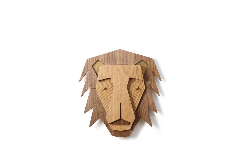 Wooden Lion Head Woodland Kids Room Decor Wood Wall Art Etsy