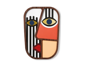 Decoratief masker, woonkamer wanddecoratie, popart, houten muur hangen, moderne wanddecoratie, kindermuurkunst, stedelijke kunst, 3D-muurkunst, Afrikaans masker