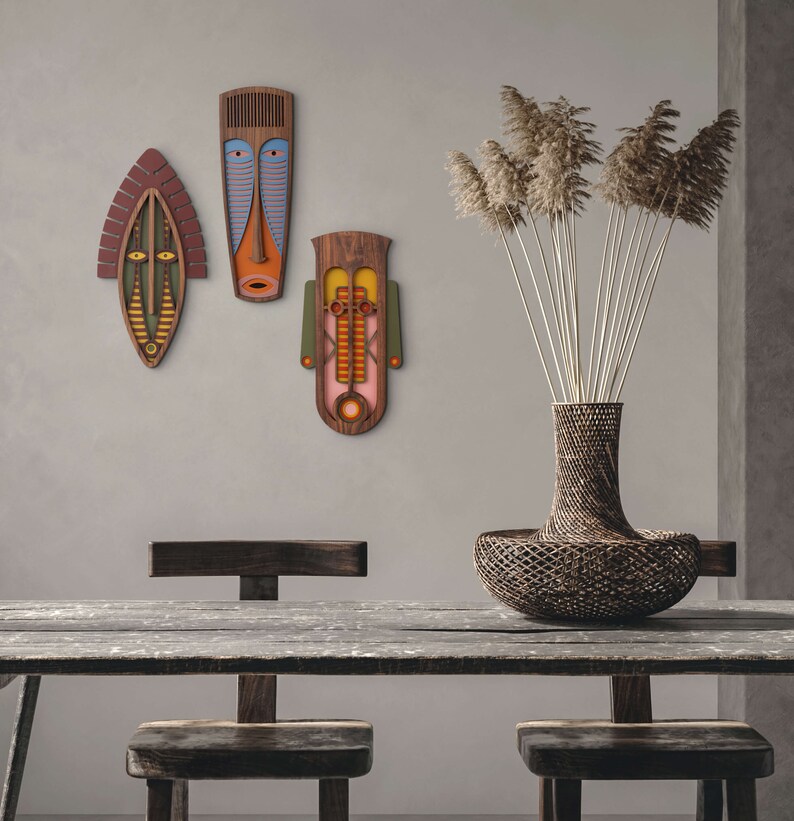 Modern Wooden Wall Art African Wall Art Tribal Wall Decor Etsy