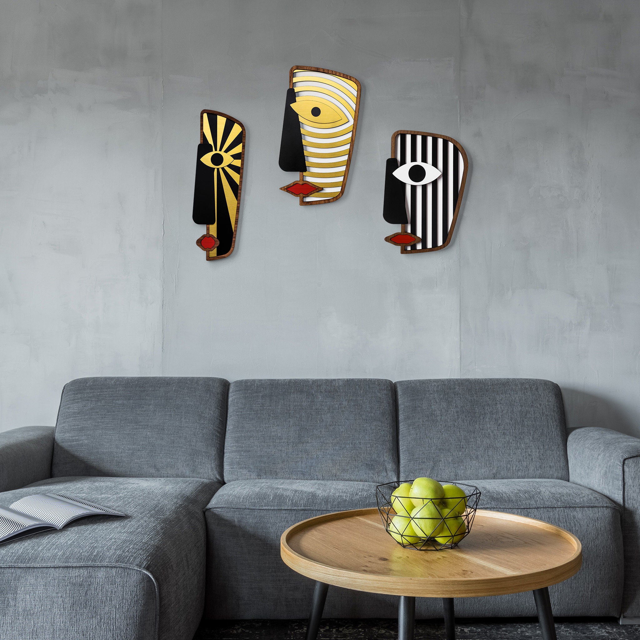 Decorative Mask Entrance Wall Decor Pop Art Wood Wall Etsy