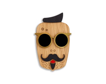 Hipster Man, Decoratief Masker, Woonkamer Muur Decor, Houten Muur Hangen, Moderne Muur Decor, Stedelijke Kunst, 3D Muurkunst,