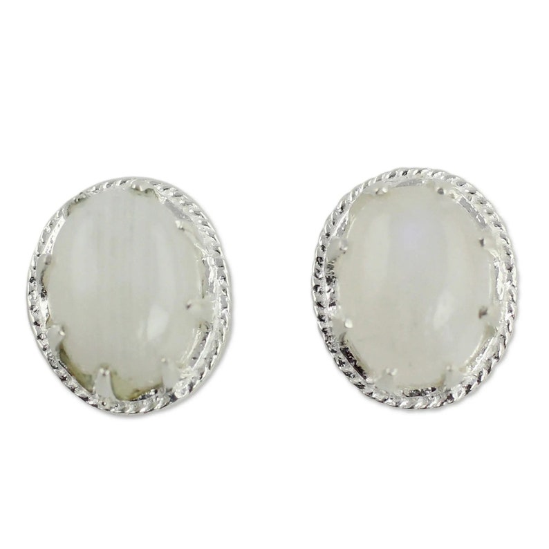 Rainbow moonstone stud earrings Clearance