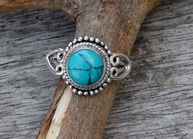 Natural Turquoise Silver Ring 925 Sterling Silver Boho Ring | Etsy