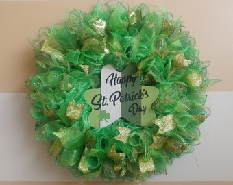 Corona del Día de San Patricio / Decoración del Día de San Patricio / Corona de la Suerte del Día de San Paddy / Arte mural del Día de San Partricks / Corona de Geen / Corona fresca