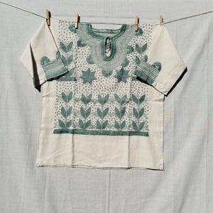 embroidered mexican blouse rustic brick MILPA onesize, French sleeve top,bohemian, handmade ethnic clothing, hand embroidered vintage blouse