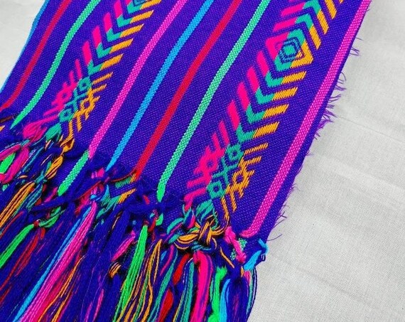 Blue scarf. MEXICAN REBOZO. bohemian pashmina. baby carrier scarf. shawl doula. Hypnopartum. midwife scarf. ethnic shawl. multicolored shawl