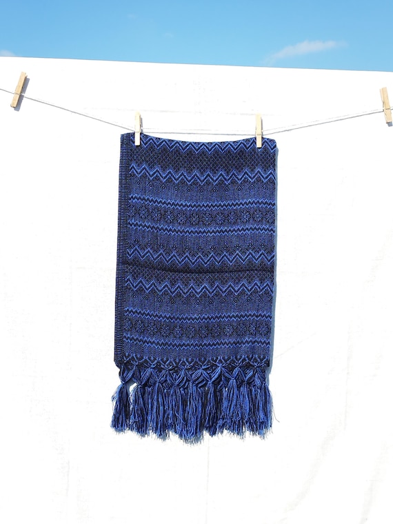 Blue scarf. MEXICAN REBOZO. bohemian pashmina. baby carrier scarf. shawl doula. Hypnopartum. midwife scarf. ethnic shawl. multicolored shawl