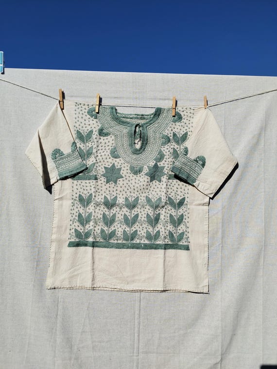embroidered mexican blouse rustic brick MILPA onesize, French sleeve top,bohemian, handmade ethnic clothing, hand embroidered vintage blouse