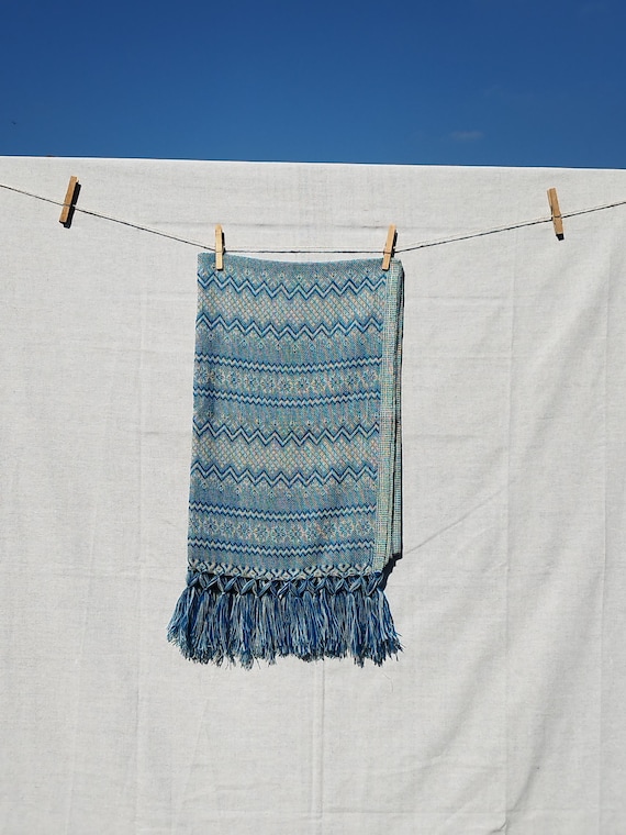 Unisex long scarf * REBOZO * blue, bohemian pashmina, midwife baby sling, doula rebozo, Hypnobirthing rebozo, baby wrap, Mexican rebozo