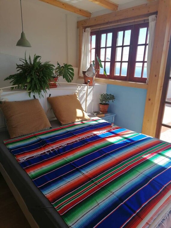 mexican blanket,mexican fabric, yoga blanket, beach blanket  *SARAPE MEXICANO* manta mejicana, tela mexicana hecha a mano,cubre cama, picnic