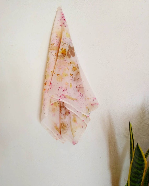 Forest silk and cotton scarf, botanic eco print scarf, floral print scarf, eco fashion, art nouveau style, gift for her, forest lover, eco