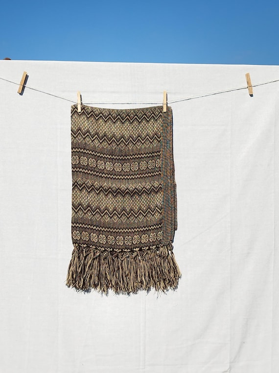 Unisex long scarf *REBOZO*brown-beige, bohemian pashmina, midwife baby sling, doula rebozo, Hypnobirthing rebozo, baby wrap, Mexican rebozo