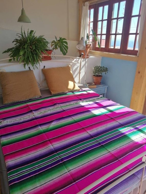 pinck mexican blanket,mexican fabric, yoga blanket, beach blanket  *SARAPE MEXICANO* manta mejicana, tela mexicana, cubre cama, picnic