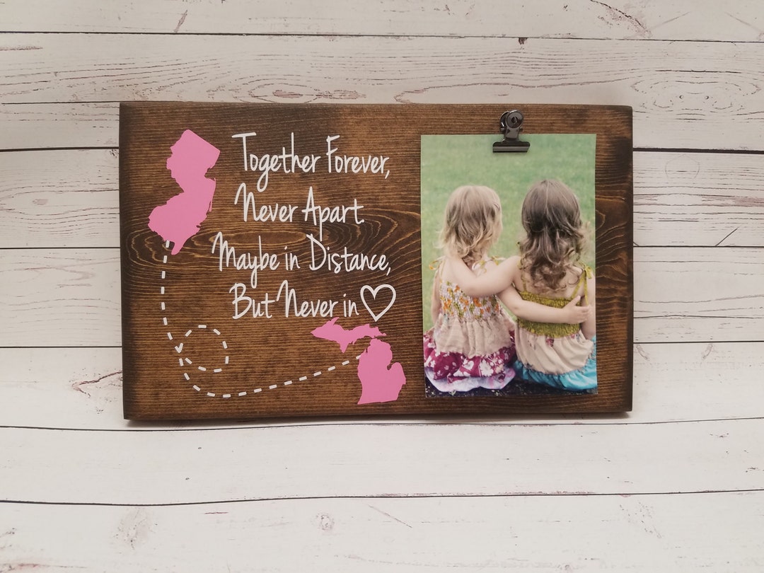 Long Distance Picture Frame Gift With States Gift for Friend, Sister
