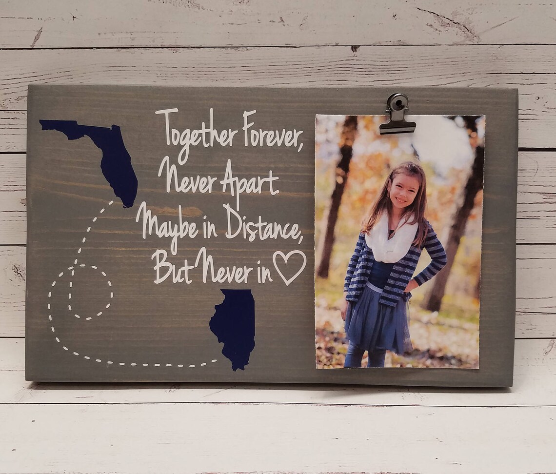 Long Distance Picture Frame Gift With States Gift for Friend Etsy