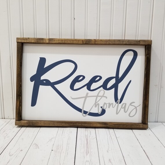 Child Name Sign Script Kid Bedroom Decor First And Middle Etsy