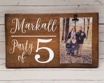 Party of 5, baby shower gift, Wedding, Anniversary, Family Picture Frame gift! Gift friend, photo board, wood frame with clip, baby reveal