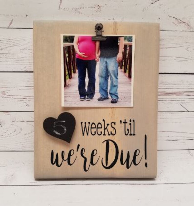Pregnancy Chalkboard Countdowns Days/Weeks until we're Grandparents, parents, mr and mrs, married, reusable, heart, wood sign, WEEKS PIC image 1