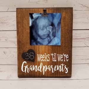Pregnancy Chalkboard Countdowns Days/Weeks until we're Grandparents, parents, mr and mrs, married, reusable, heart, wood sign, WEEKS PIC image 5
