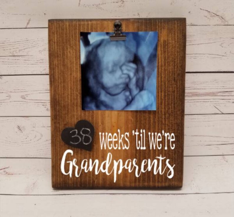 Pregnancy Chalkboard Countdowns Days/Weeks until we're Grandparents, parents, mr and mrs, married, reusable, heart, wood sign, WEEKS PIC image 5