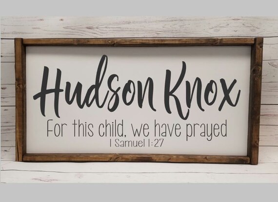 For This Child We Have Prayed Samuel 1 27 With Name Etsy