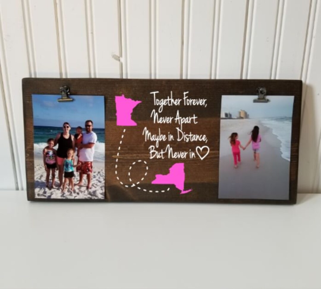 Long Distance Picture Frame Gift With States Gift for Friend, Sister