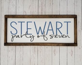 Last Name, party of 3 4 5 DUAL established date sign, wedding bridal baby shower gift, Farmhouse style, framed sign, fixer upper style