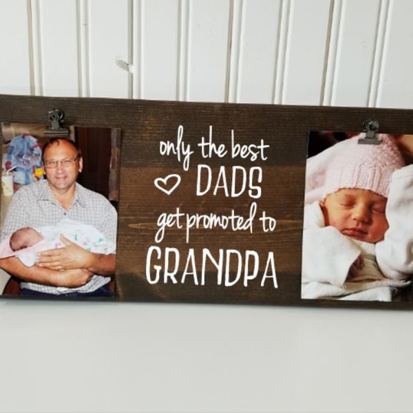 Father's Day Picture Frame gift! Gift for dad, photo board, picture clip, get promoted to, first fathers day gift for grandpa D/GP7x12