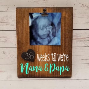 Pregnancy Chalkboard Countdowns Days/Weeks until we're Grandparents, parents, mr and mrs, married, reusable, heart, wood sign, WEEKS PIC image 4