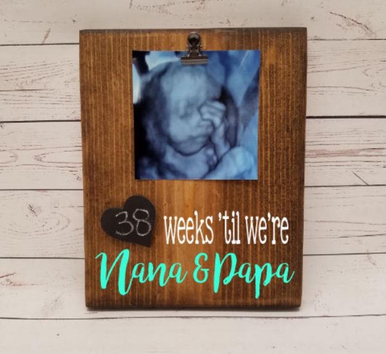 Pregnancy Chalkboard Countdowns Days/Weeks until we're Grandparents, parents, mr and mrs, married, reusable, heart, wood sign, WEEKS PIC image 4