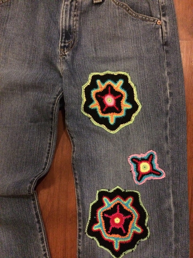 UP-CYCLED LEVI'S Nouveau Low Slouch Jeans Patched With | Etsy