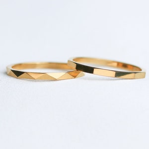 Geometric Reflection Stacker Ring - Thin / waterproof gold dainty stackable rings /14k gold plated stainless steel/tarnish free nickel free