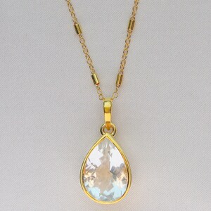 Quartz Dainty Stunner Necklace - Gold / 14k Gold Filled / Made in USA America / Handmade / Water Resistant / Clear Stone
